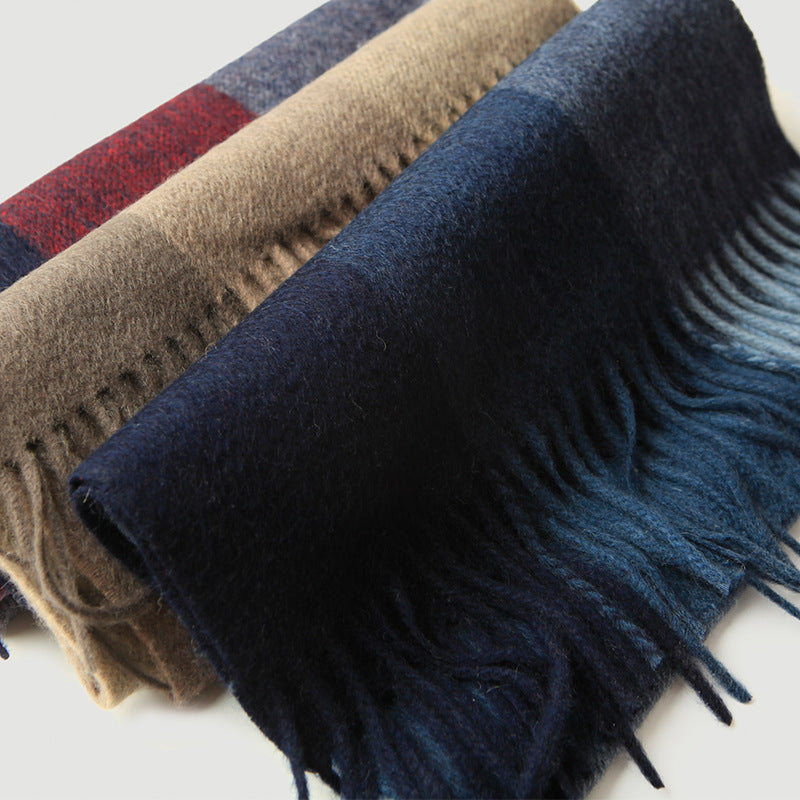 Men's   plaid, pure cashmere, scarf, shawl, autumn and winter.