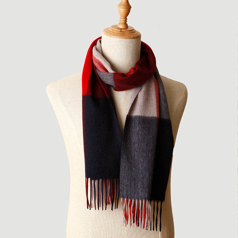 Men's   plaid, pure cashmere, scarf, shawl, autumn and winter.