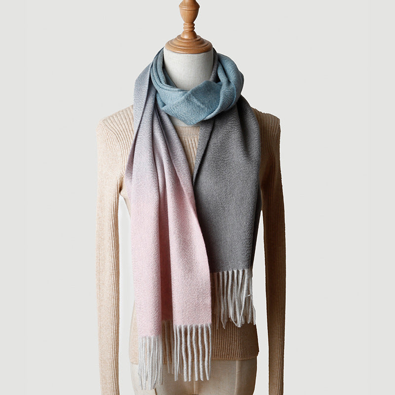 Gradual change cashmere scarf, water ripple, Mongolian cashmere, shawl cashmere thickened, warm winter