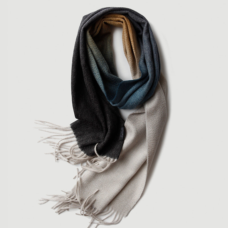 Gradual change cashmere scarf, water ripple, Mongolian cashmere, shawl cashmere thickened, warm winter