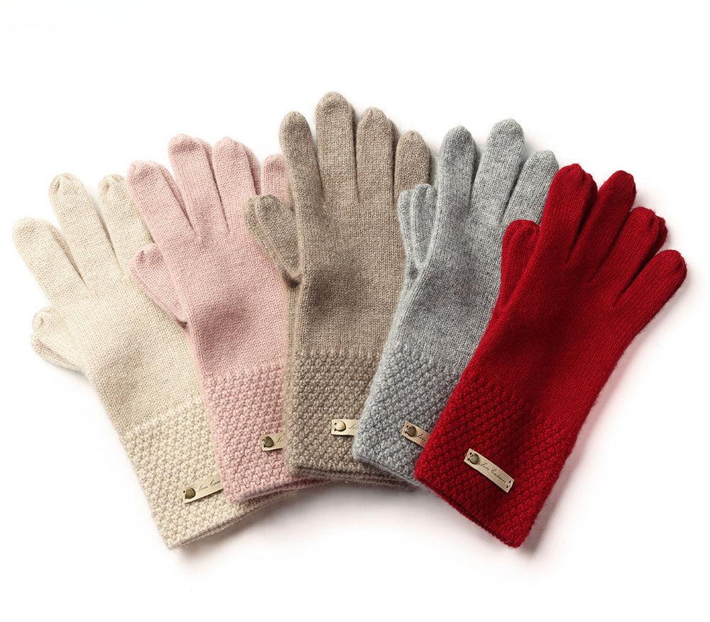 women Wide Wrist, Pure Cashmere, Knitted, Gloves