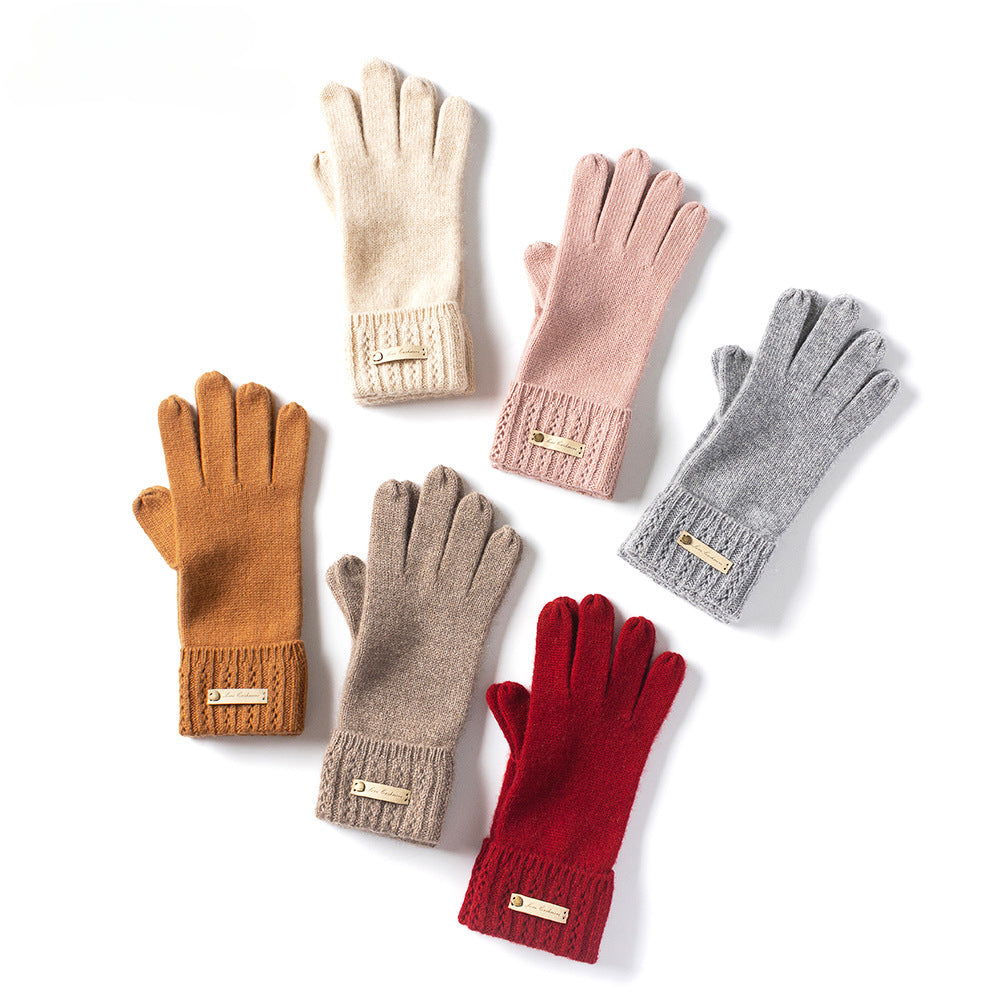 Women's Cashmere, Gloves, Flip, Knitted, Gloves