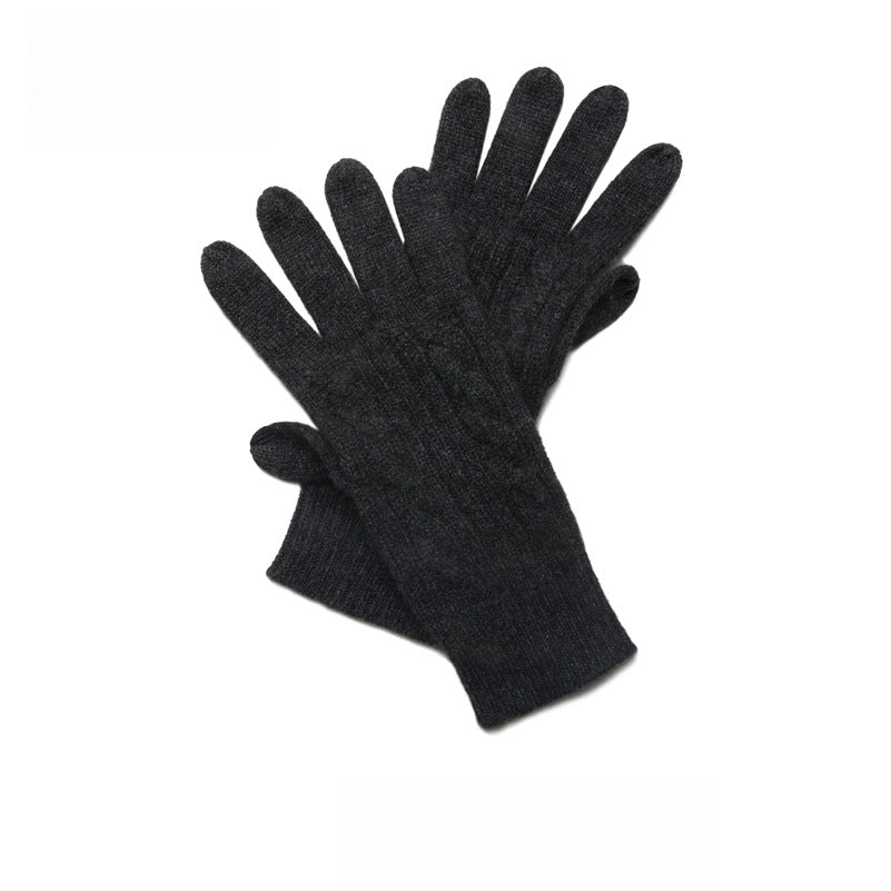 Knitted, cashmere, gloves, women's thickened, warm, cashmere gloves