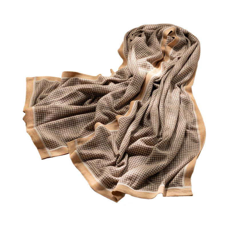 Cashmere scarf, women's 100% pure cashmere, thousand bird grid, scarf, gift.