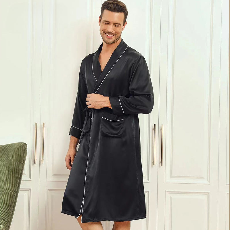 Men's silk nightgown, silk pajamas loungewear