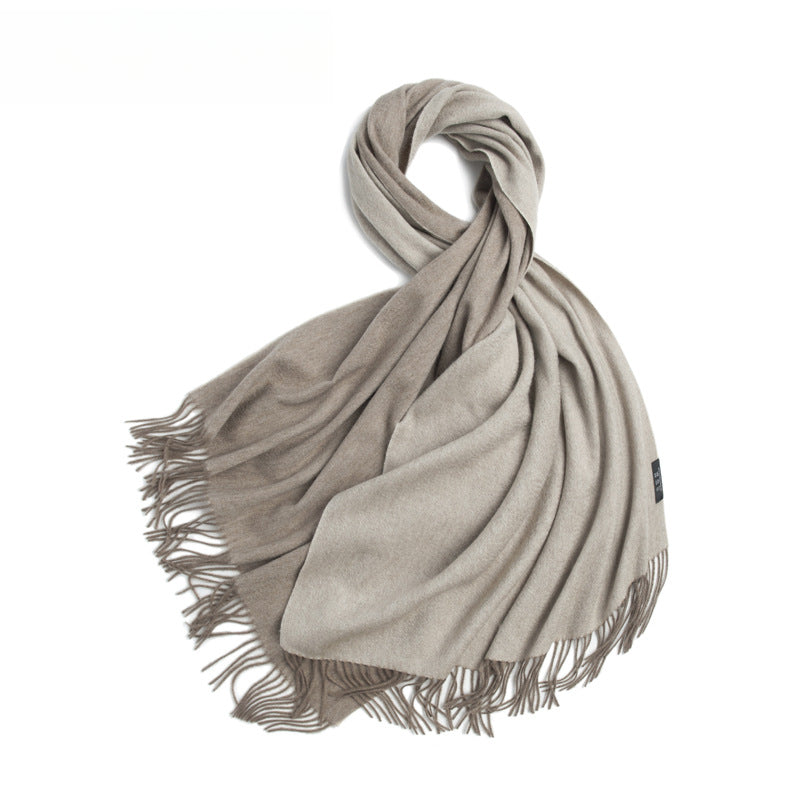 Cashmere shawl, women's thickened, warm double-sided, water pattern cashmere scarf.