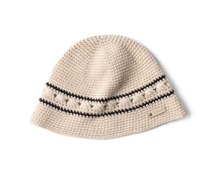 Knitted, pure cashmere bucket hat women, thermal, casual hat