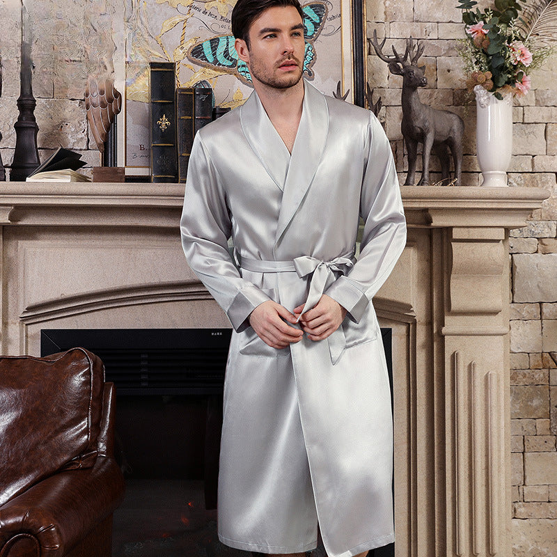 Men's silk nightgown, silk pajamas loungewear