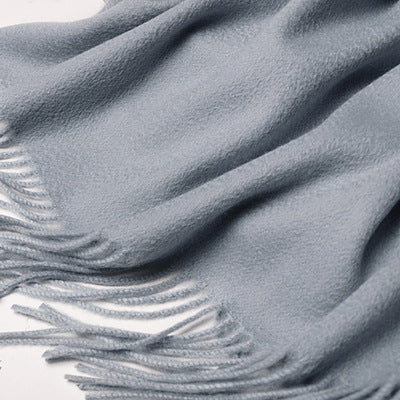 Cashmere scarf, women's autumn and winter, extended, warm, scarf, monochrome, fringed shawl