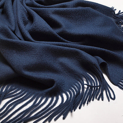 Cashmere scarf, women's autumn and winter, extended, warm, scarf, monochrome, fringed shawl