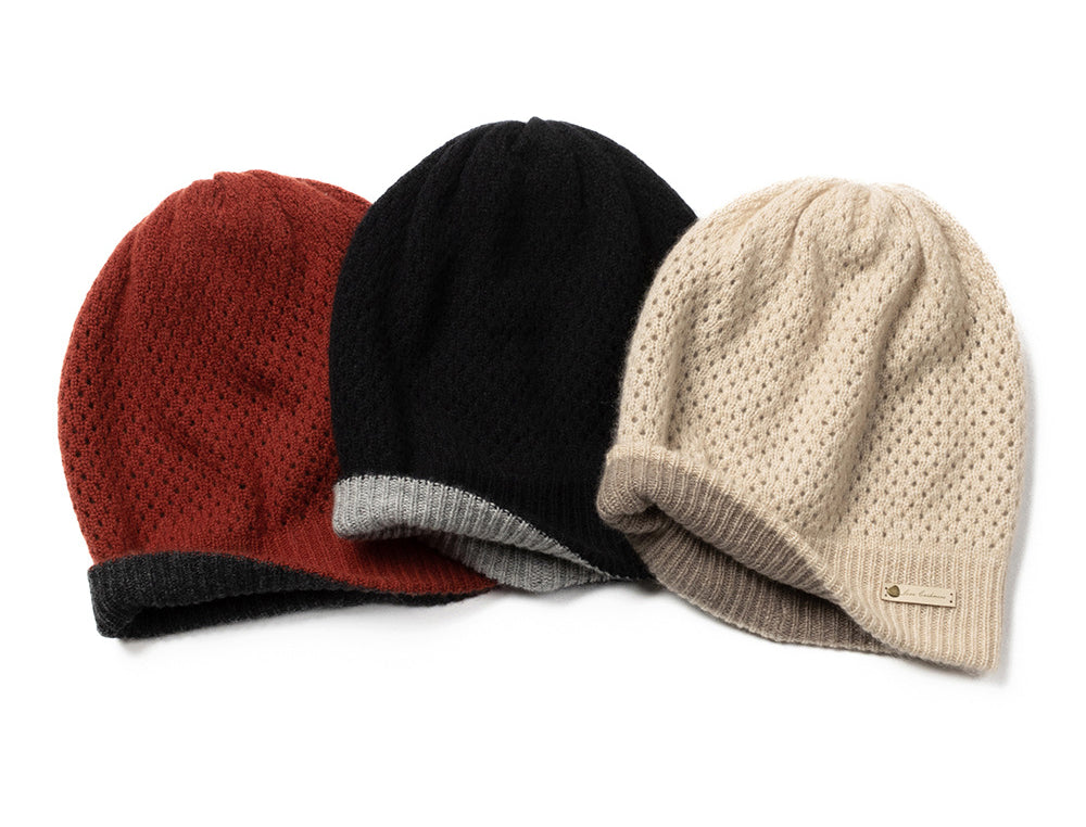 Knitted Cashmere, Pick Hole, Double Layer, Two Color, Double Sided Hat