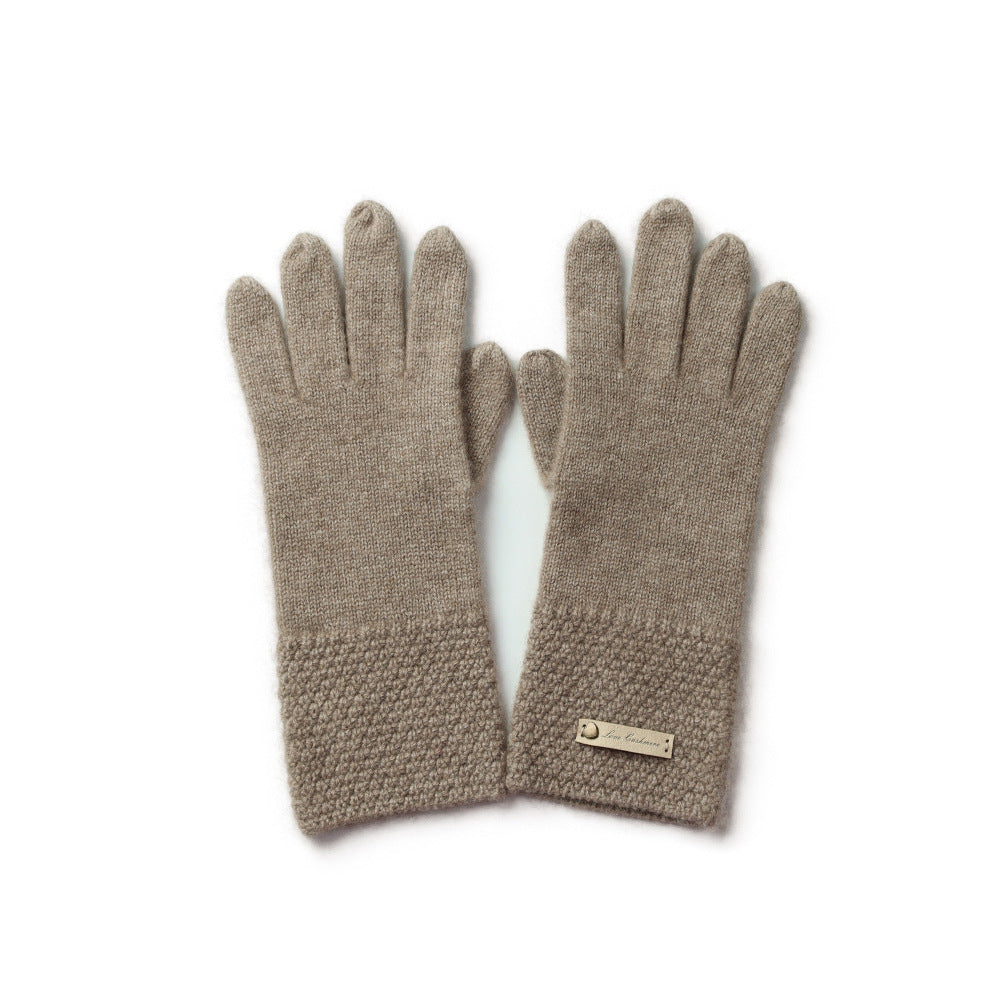 women Wide Wrist, Pure Cashmere, Knitted, Gloves