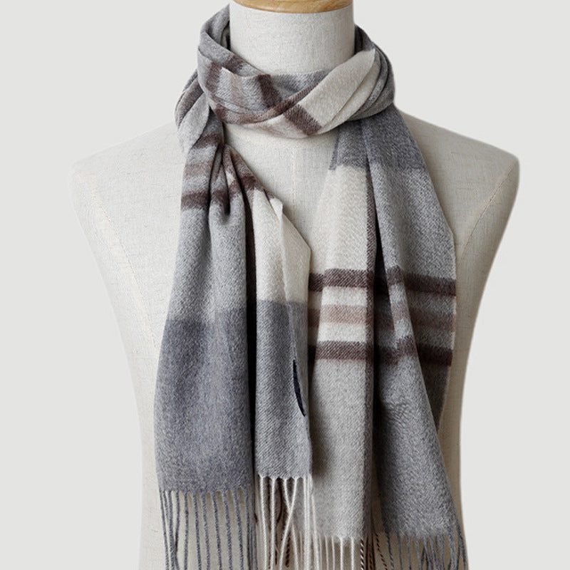 Men, plaid, cashmere scarf, gifts, autumn and winter, warmth, water ripple.