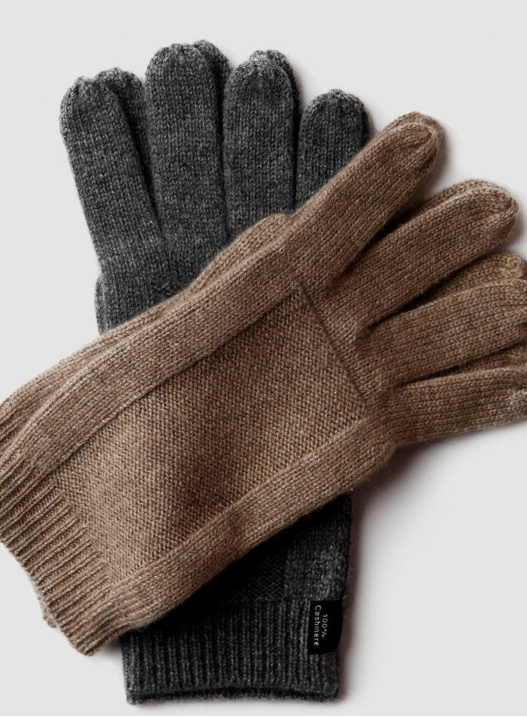 Men's, knitted, cashmere, gloves, men's, solid color, warm