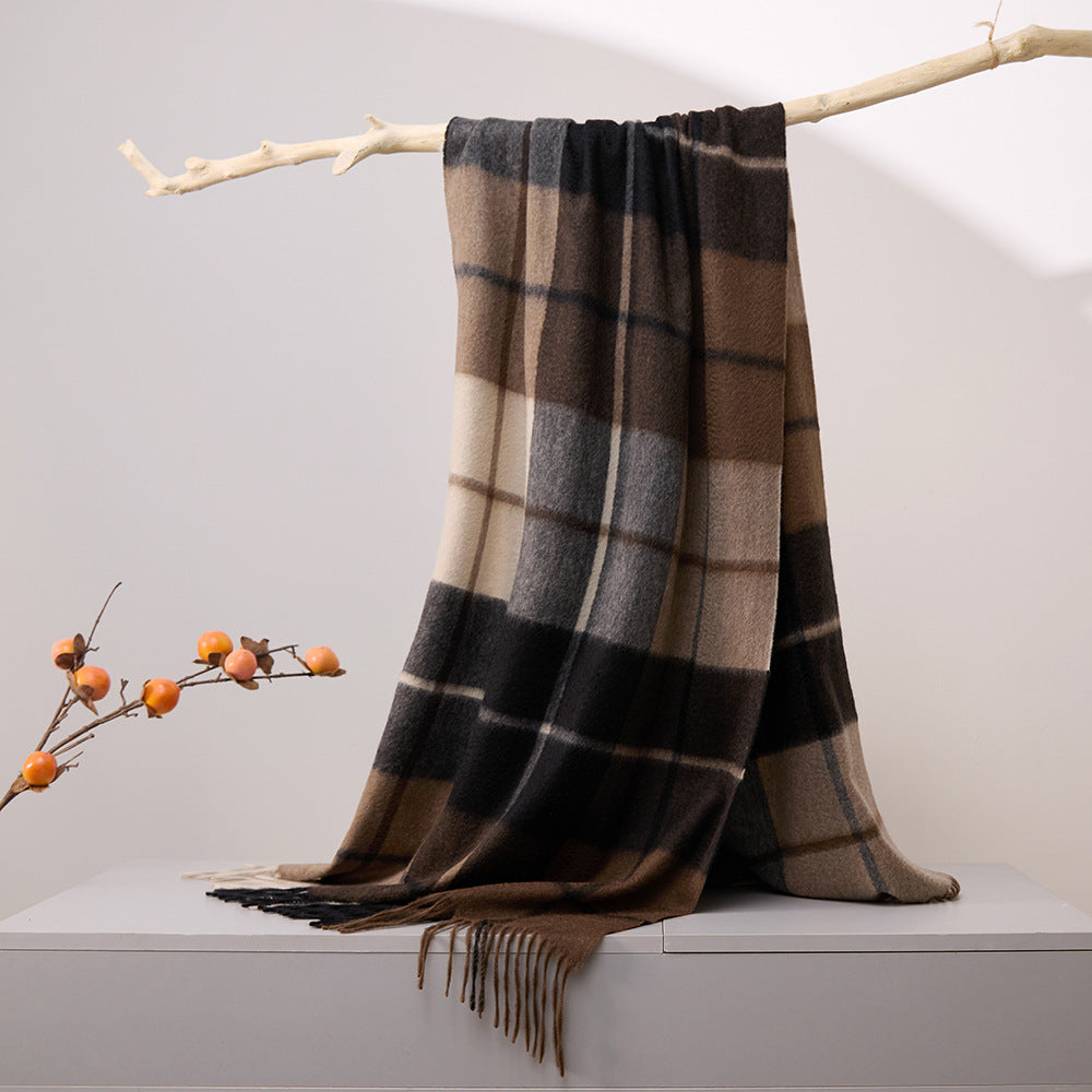 Water ripple, pure cashmere, plaid, scarf, men and women, winter, warmth, scarf, cashmere shawl.