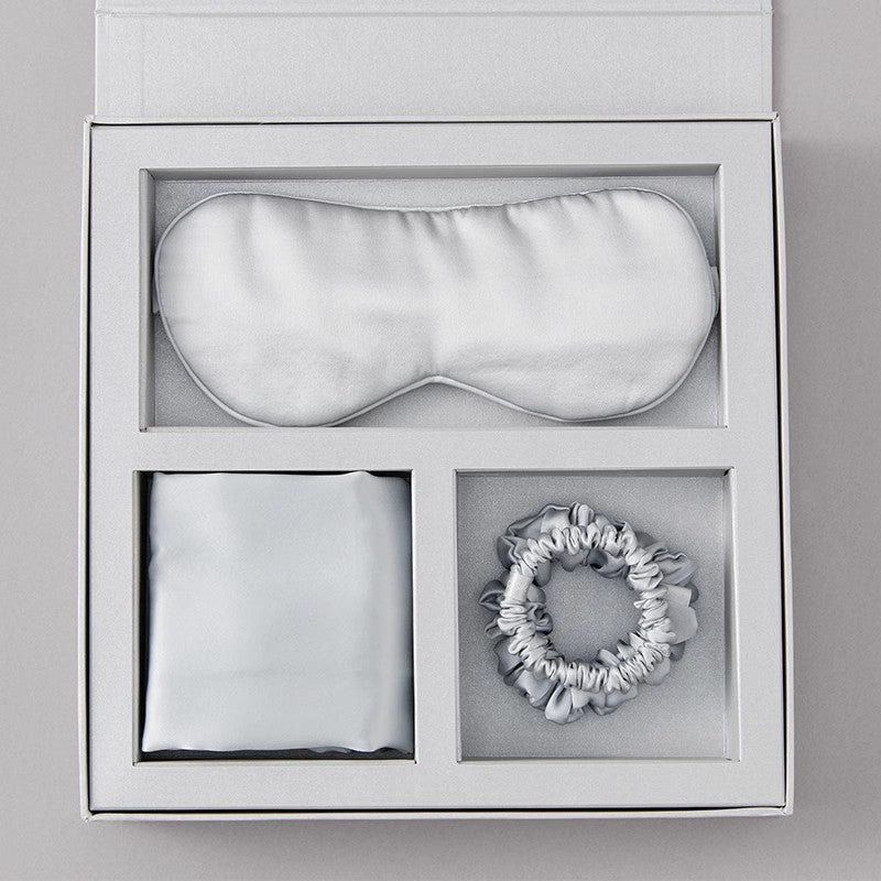 Silk, mulberry silk, eye mask, hair band, silk three-piece gift box wholesale.