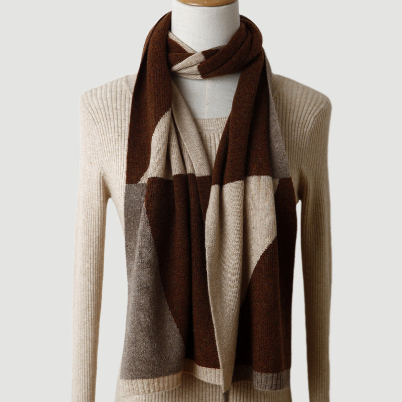 Men's  and female couples, color matching, knitting, cashmere, scarf, thickening, autumn and winter, keeping warm