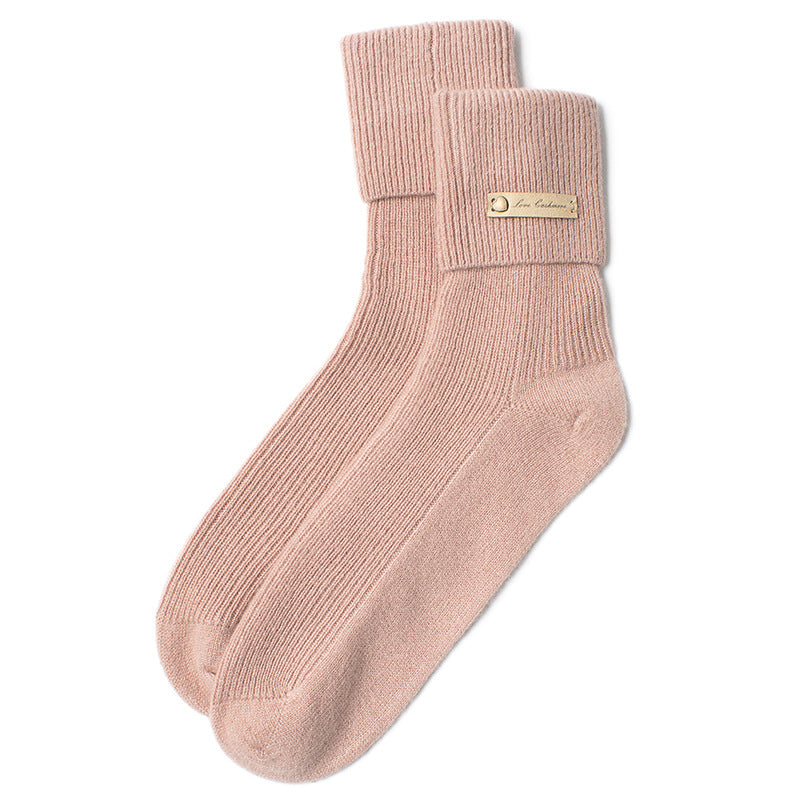 Knitted, solid color, thermal, cashmere socks