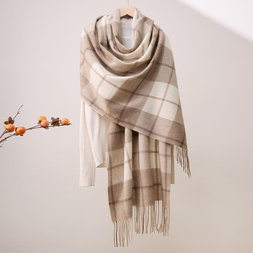 Water ripple, pure cashmere, plaid, scarf, men and women, winter, warmth, scarf, cashmere shawl.