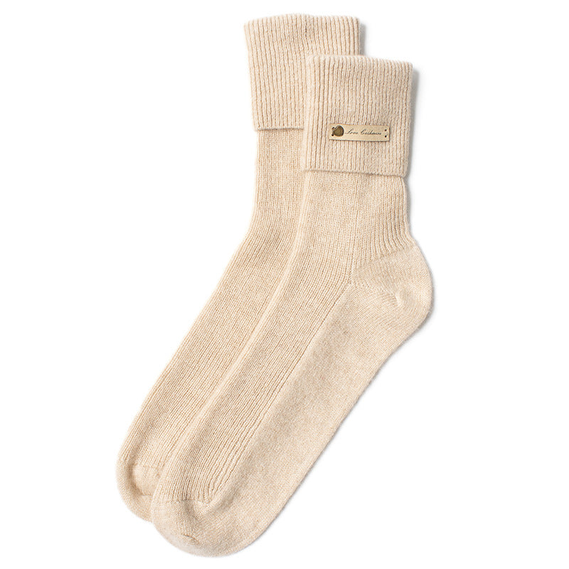 Knitted, solid color, thermal, cashmere socks