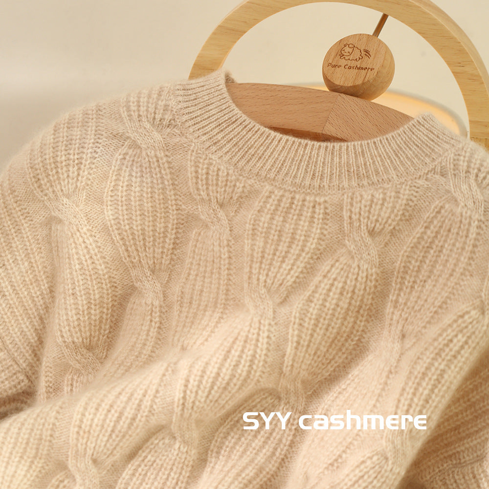 Knitted, children's, cashmere sweater, thickened, warm