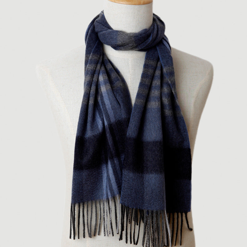 Men, plaid, cashmere scarf, gifts, autumn and winter, warmth, water ripple.