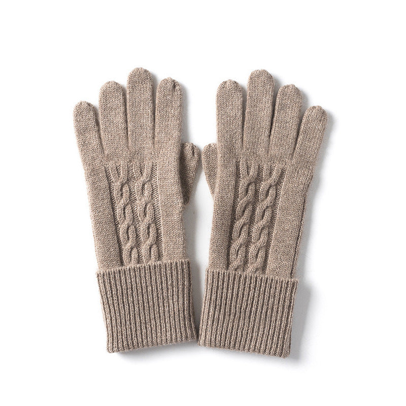 Cashmere, knitted, warm, solid color, gloves.