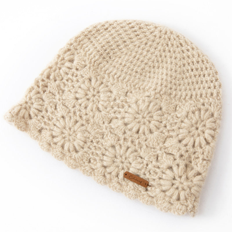 Autumn and winter, thickened, pure cashmere, knitted, hat, warm, purely hand-knitted.