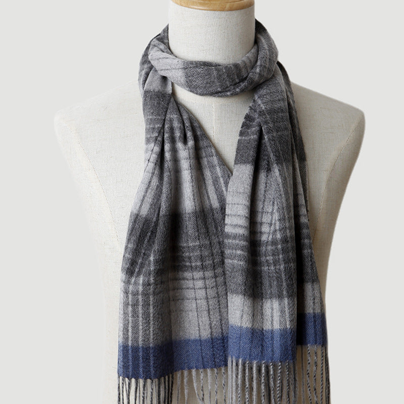 Men, plaid, cashmere scarf, gifts, autumn and winter, warmth, water ripple.