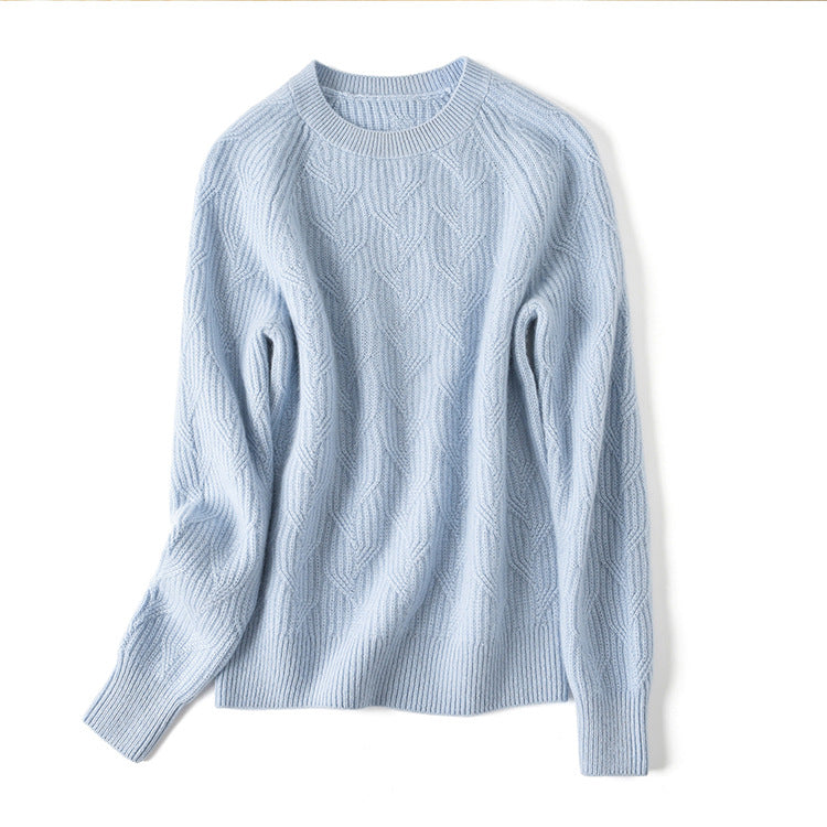 100% pure cashmere sweater, women's crew neck, knitted, cashmere sweater, autumn and winter, thickened