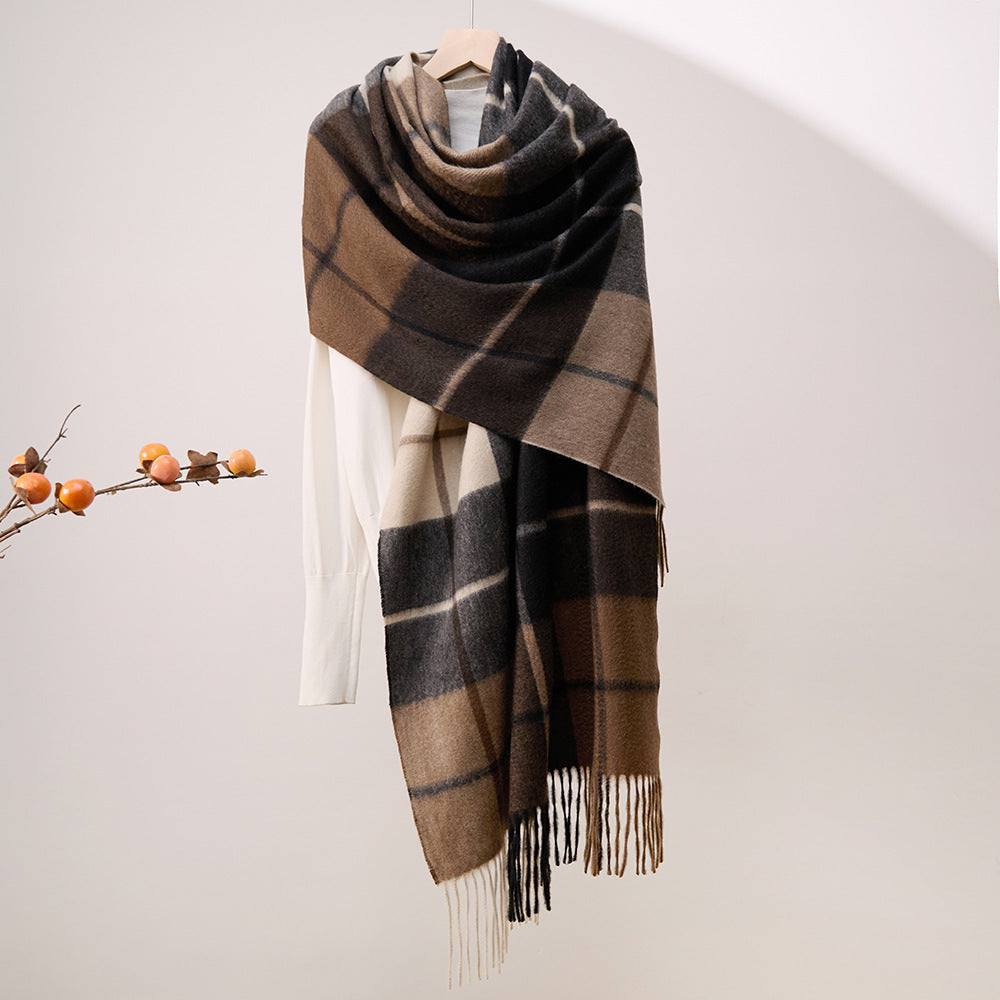 Water ripple, pure cashmere, plaid, scarf, men and women, winter, warmth, scarf, cashmere shawl.