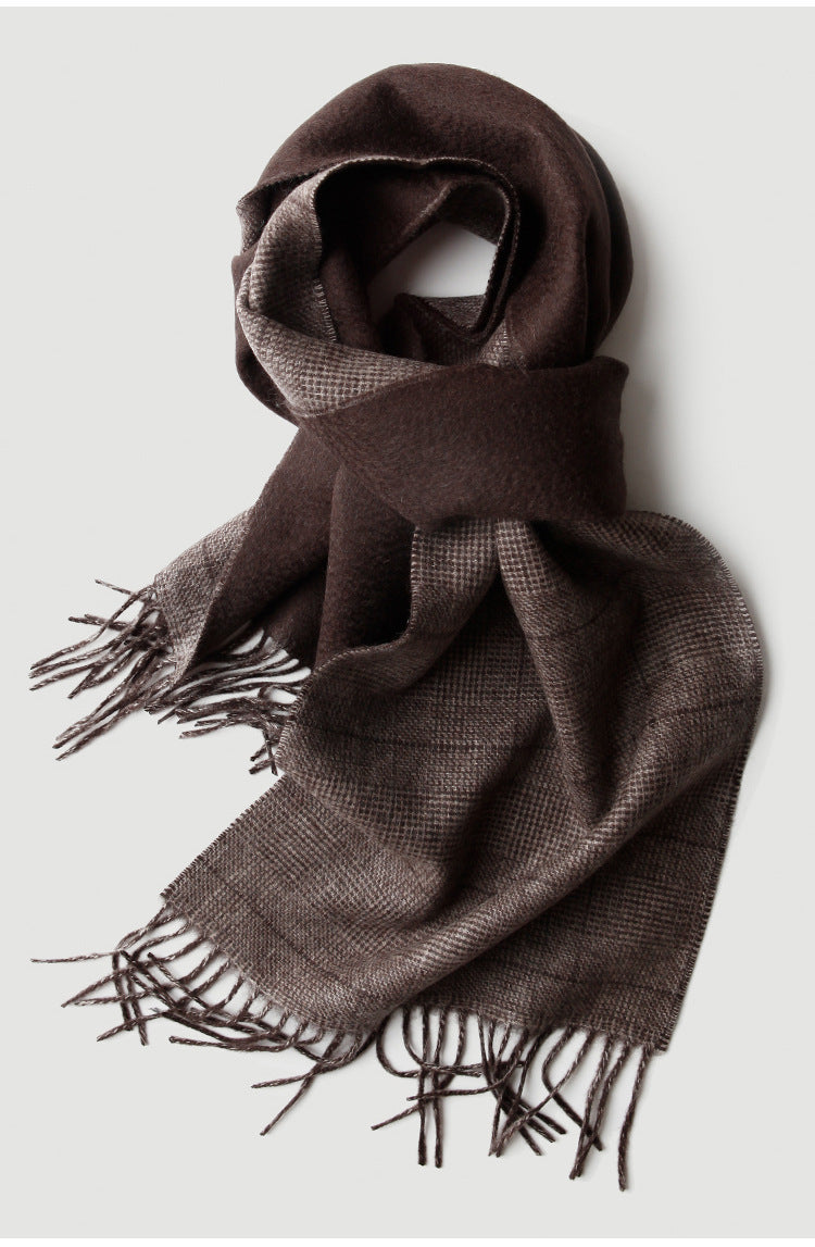 Men's, double-sided cashmere, scarf, plaid, thousand bird grid, solid color men's, autumn and winter, thickened, warm, scarf.