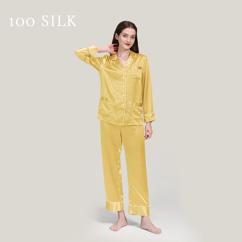 22 mmi silk pajamas, women's 100% mulberry silk, long sleeves, pajamas