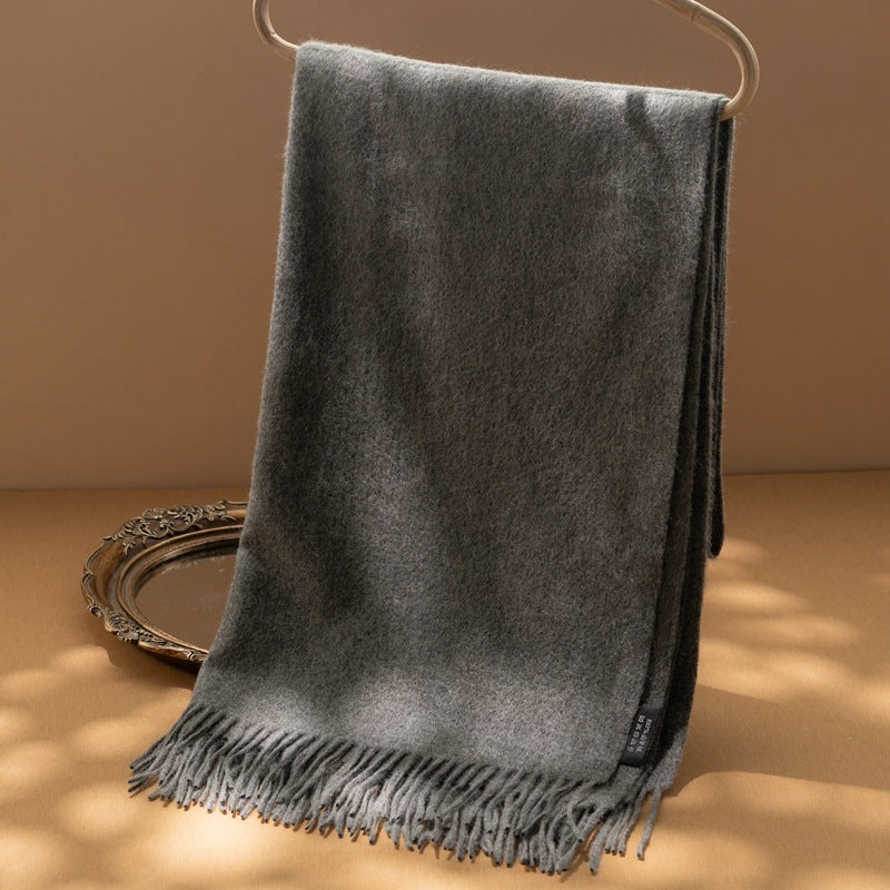 Cashmere scarf, women's 100% pure cashmere, autumn and winter, woven water ripple, widened, fringed, shawl