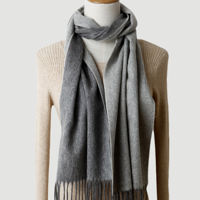 Men  double-sided wool, scarf, solid color, two-color, fringed, thickened, warm, scarf wool