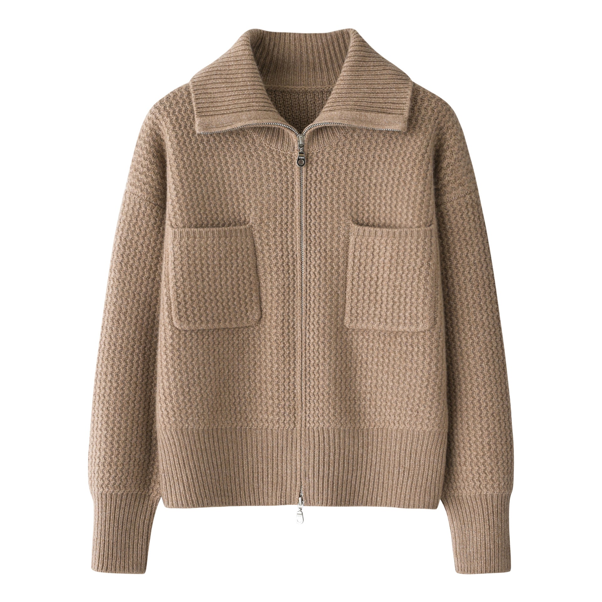 700G, lapel, zipper, cashmere sweater, women's 100% pure cashmere, cardigan, coat, outer wear