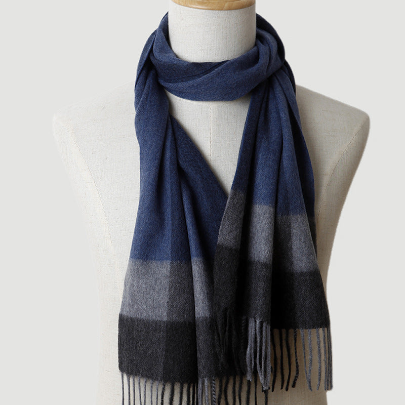 Men, plaid, cashmere scarf, gifts, autumn and winter, warmth, water ripple.