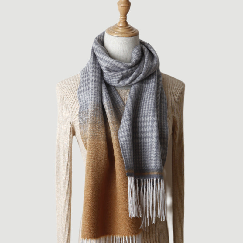 Thousand Birds cashmere scarf, plaid gradual change jacquard, pure cashmere, shawl, scarf, thickened