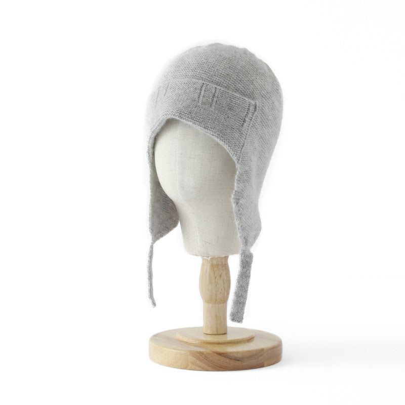 Cashmere hat, children, boys and girls 100% pure cashmere, cashmere ear protection, double layer, thickened, knitted.