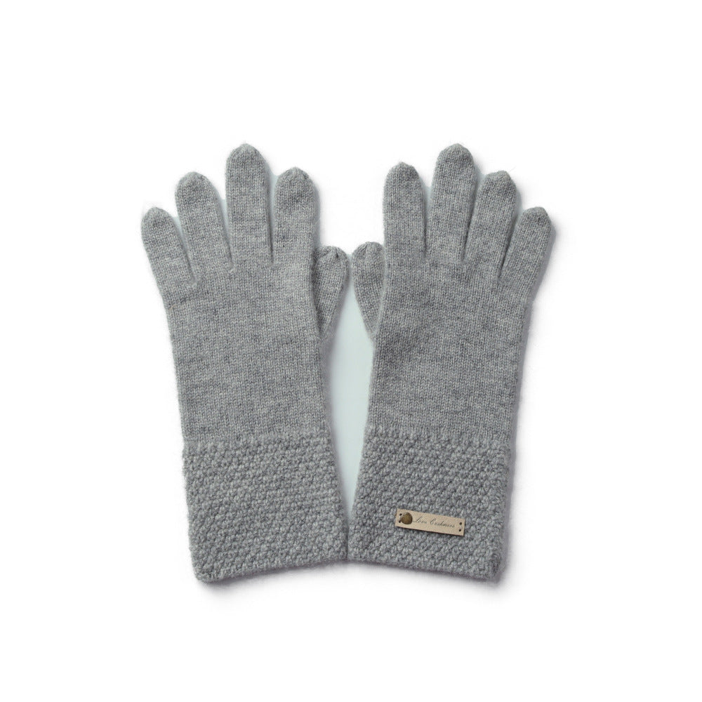 women Wide Wrist, Pure Cashmere, Knitted, Gloves