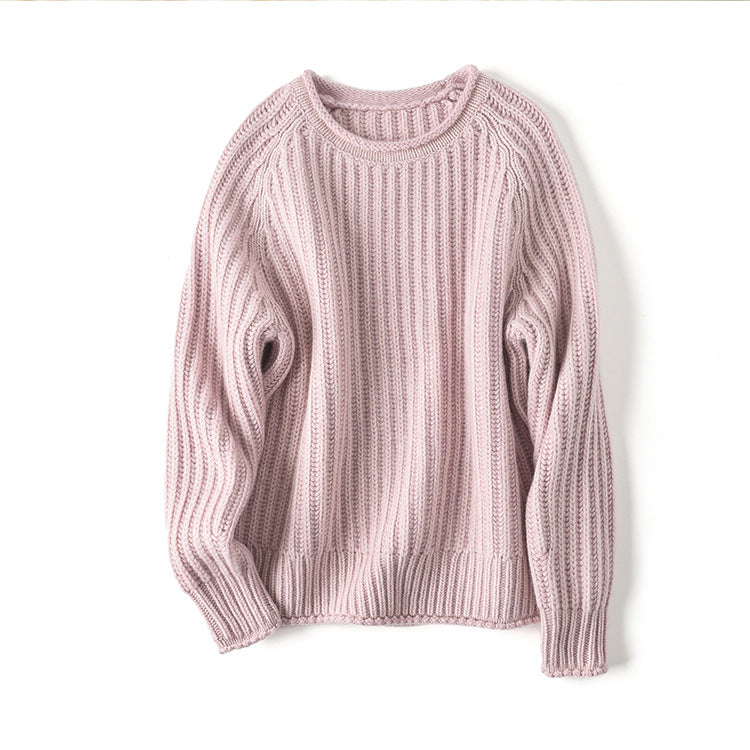 100 pure cashmere, women's crew neck, thickened cashmere sweater