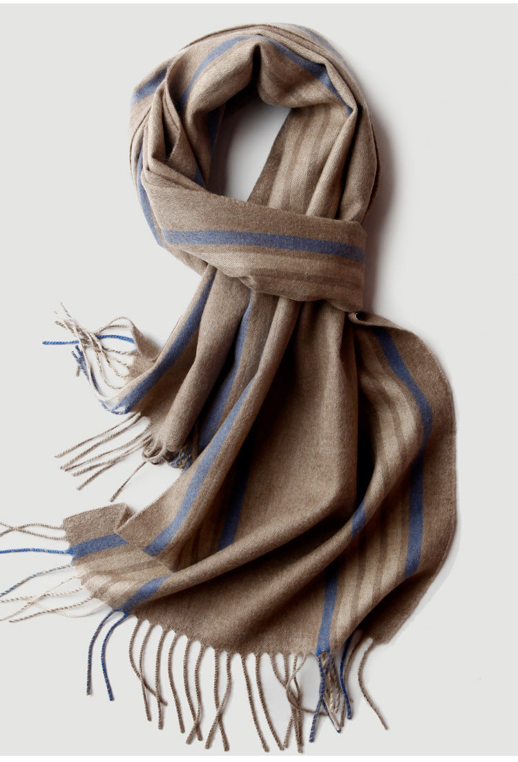 Men's, striped cashmere scarf, men's plaid, plaid, business, autumn and winter, warmth, medium thickness, gifts.