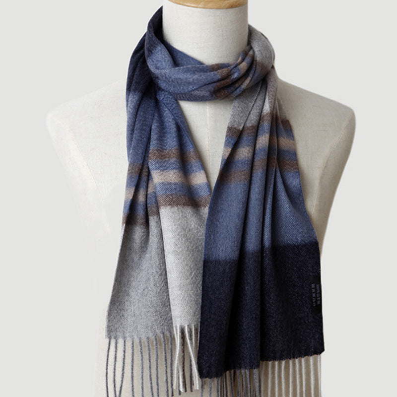 Men, plaid, cashmere scarf, gifts, autumn and winter, warmth, water ripple.