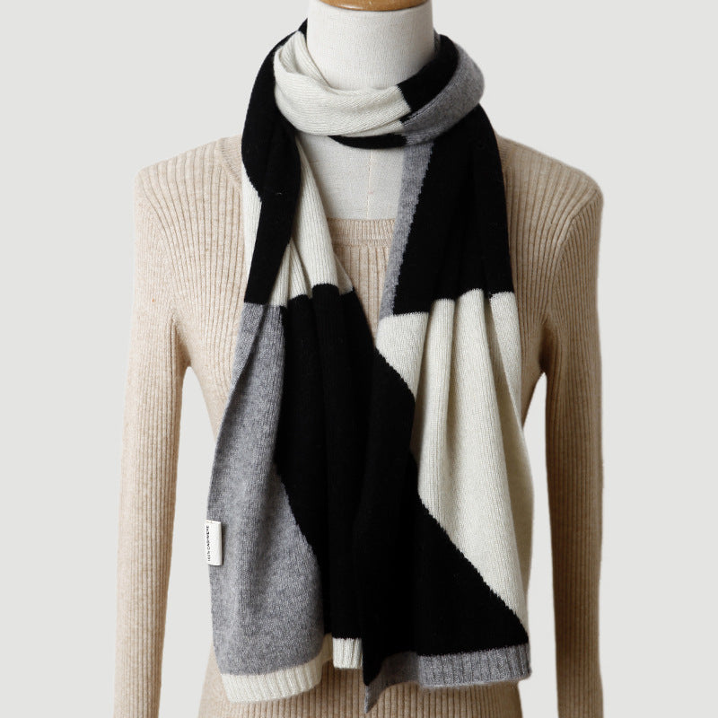 Men's  and female couples, color matching, knitting, cashmere, scarf, thickening, autumn and winter, keeping warm