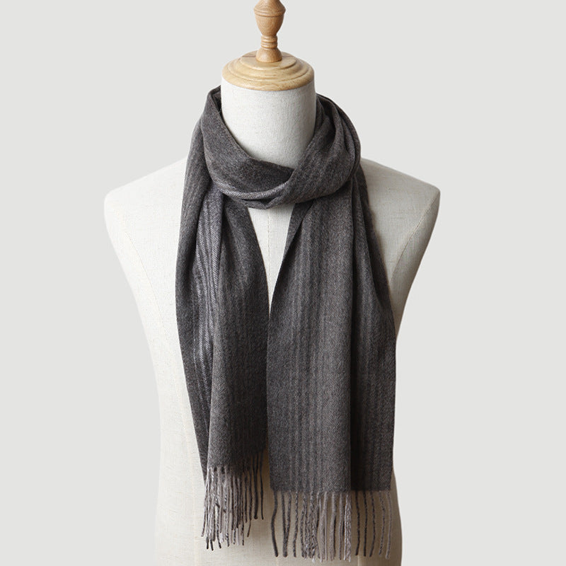 Men, cashmere scarf, striped, plaid, autumn and winter, thickened, warm, cashmere.