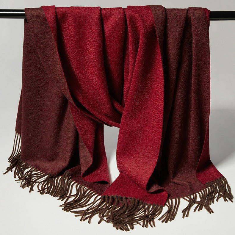 Cashmere scarf, women's and men's, autumn and winter warmth, double-sided cashmere, shawl.