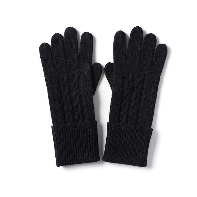 Cashmere, knitted, warm, solid color, gloves.