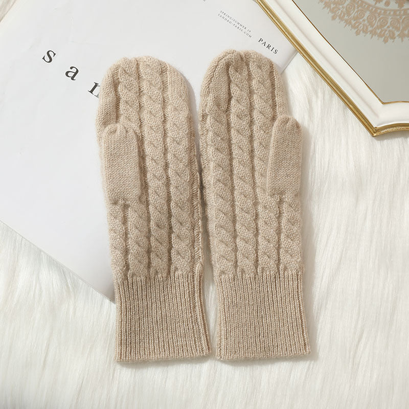 Cashmere, Gloves, Women's 100% Pure Cashmere, Thickened, Knitted, Warm, Gloves