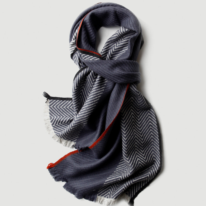 Men's, color matching, cashmere scarf, scarf, autumn and winter, business, gift.