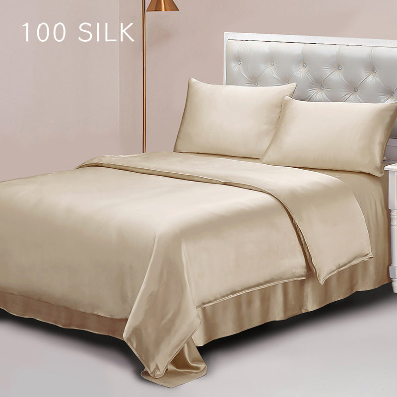 22 mmi, silk four-piece set, double-sided 100% mulberry silk, solid color high-end bedding